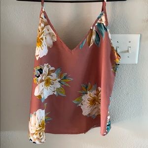 SHEIN Dark Pink, Floral, Loose fit, V-Neck TankTop